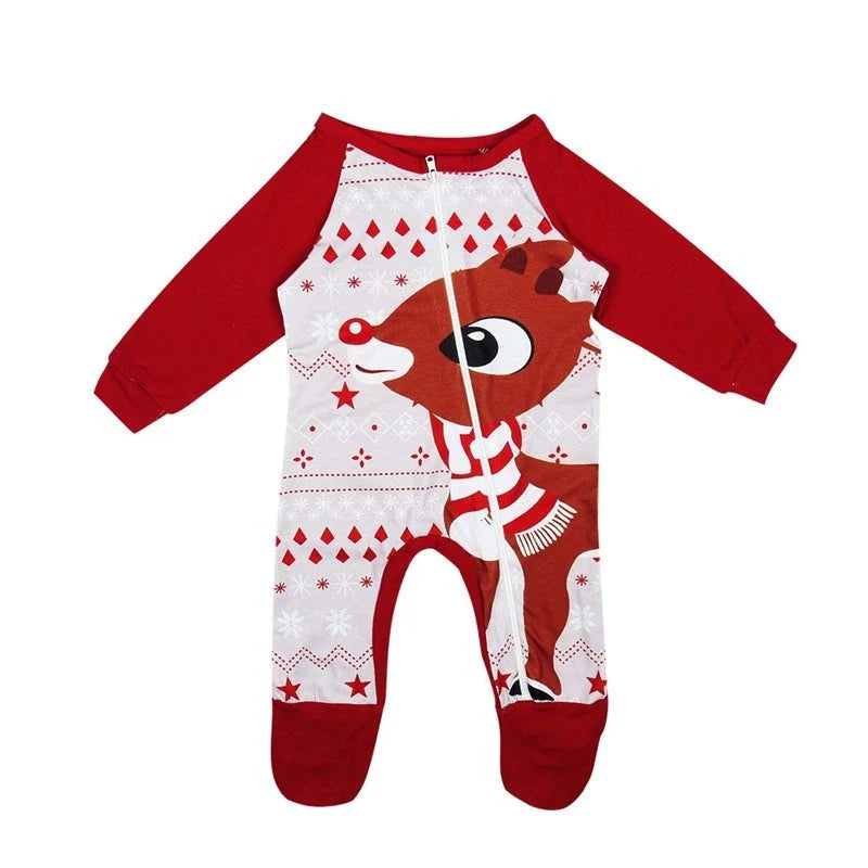 Cozy Christmas family pajamas with a cute fox print pattern, perfect for holiday celebrations and snuggling up by the fire
