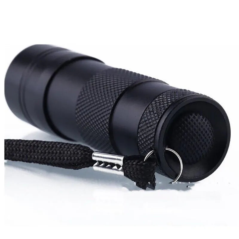 Handheld portable purple light detection LED flashlight with aluminium alloy body, 12LED option