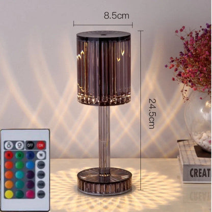 Elegant crystal table lamp with dimmable LED lighting for home decor