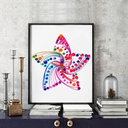 Handmade quilted paper painting craft kit with tools and variety of designs