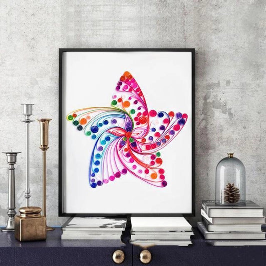 Handmade quilted paper painting craft kit with tools and variety of designs