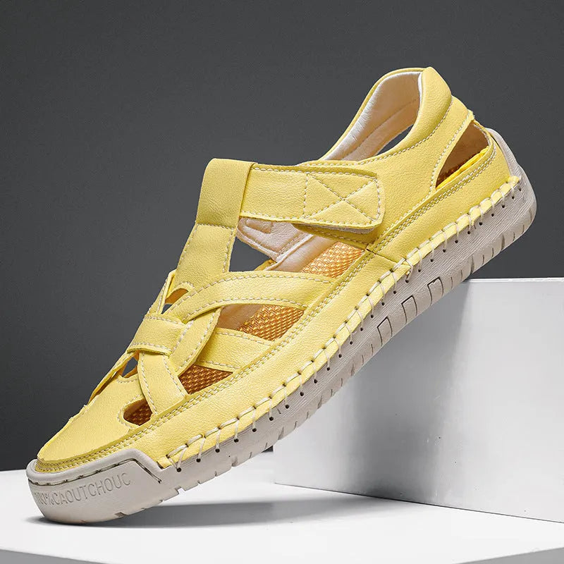 Women's lightweight casual sandals with velcro strap and non-slip rubber sole.