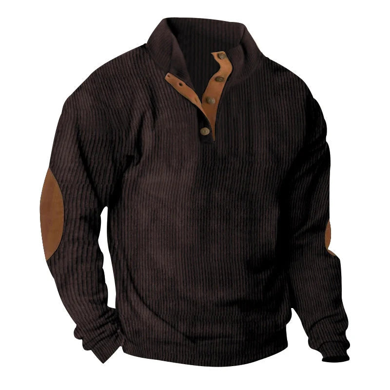 Corduroy casual stand collar long-sleeved sweater in various colours