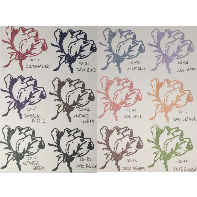 Rectangular stamp pad with oily ink for rubber stamps in five colour options