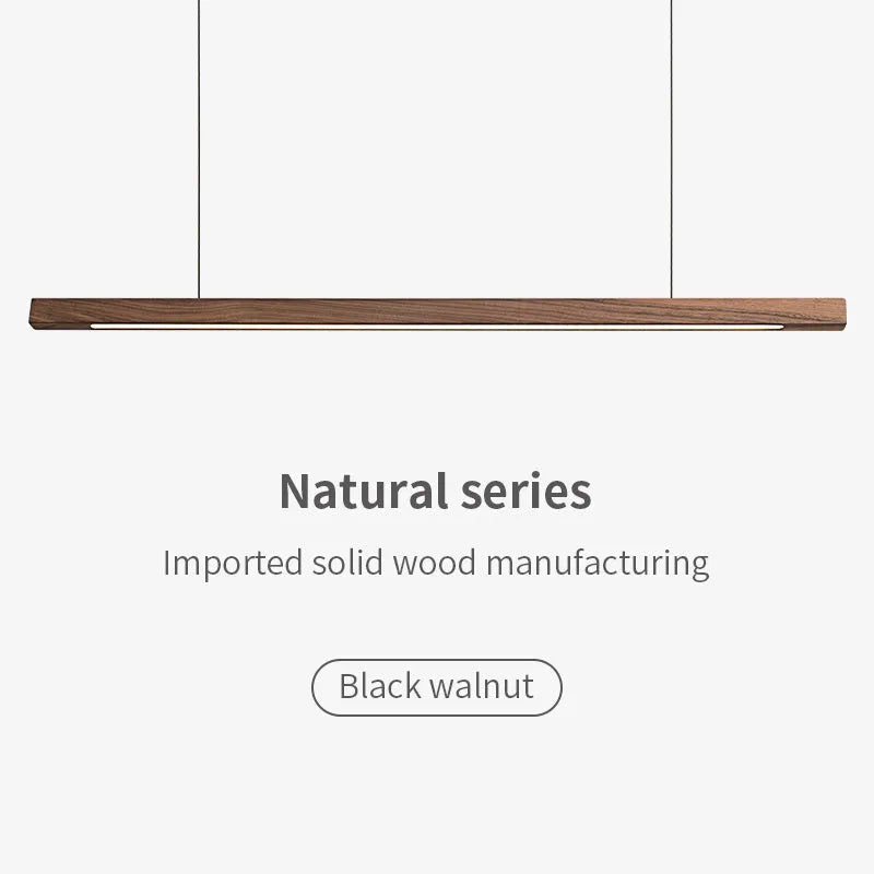 Japanese style solid wood strip lamp chandelier with walnut finish and PVC shade