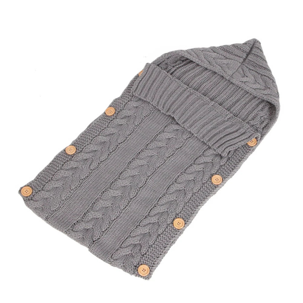 Newborn knit sleeping bag in various colours, soft and breathable for autumn and winter