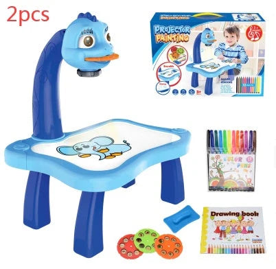 Children's magnetic projection drawing board with music function in blue and pink