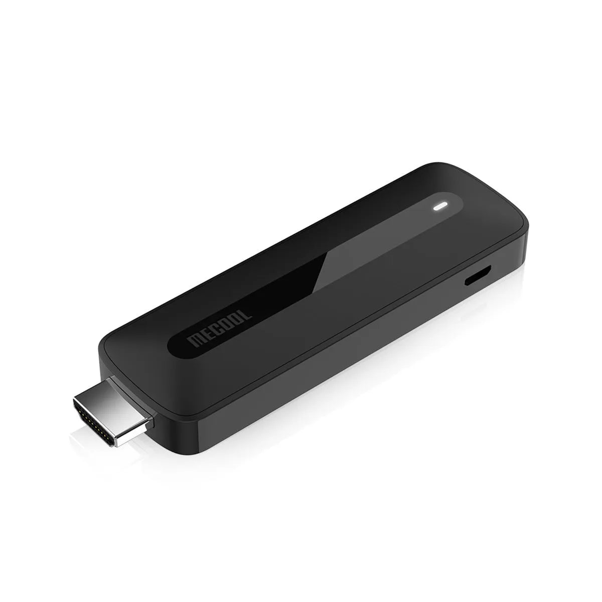 Black 905Y4 ATVKD3 Android TV box with Bluetooth remote and HDMI port on desk