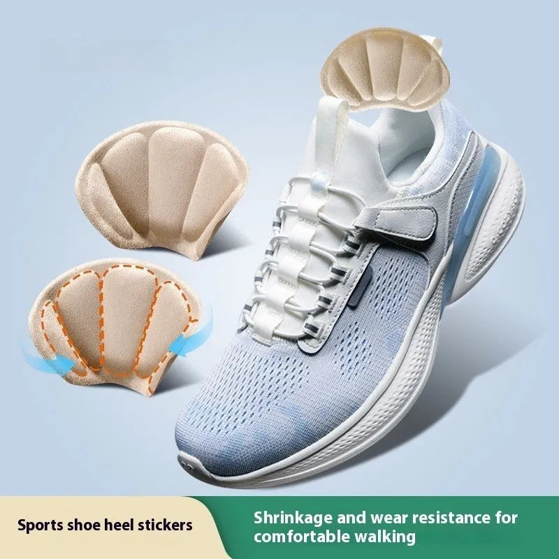 Three pairs of camel-coloured anti-slip heel cushion pads with clip-style design