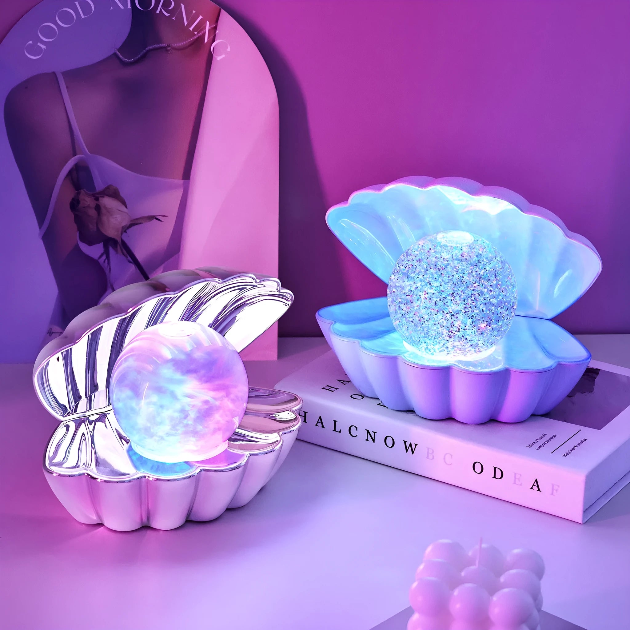 Shell-shaped neon ambience decorative night lamp with soft lighting