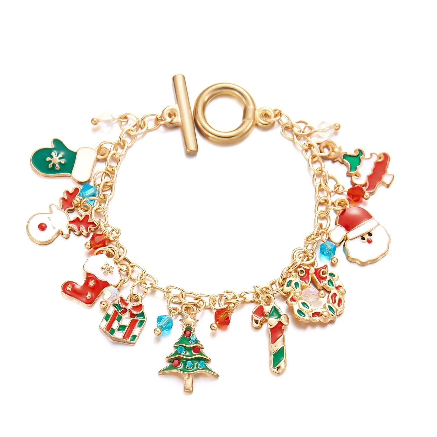 Personalized Christmas Bracelet with Santa Claus Pendant for Women