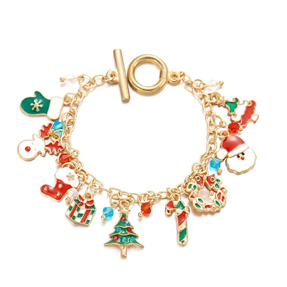 Personalized Christmas Bracelet with Santa Claus Pendant for Women