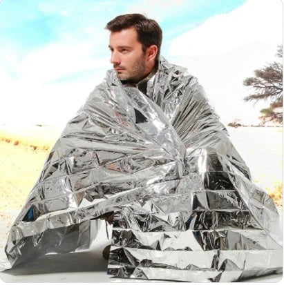 Silver emergency hypothermia blanket for outdoor survival, 130x210cm