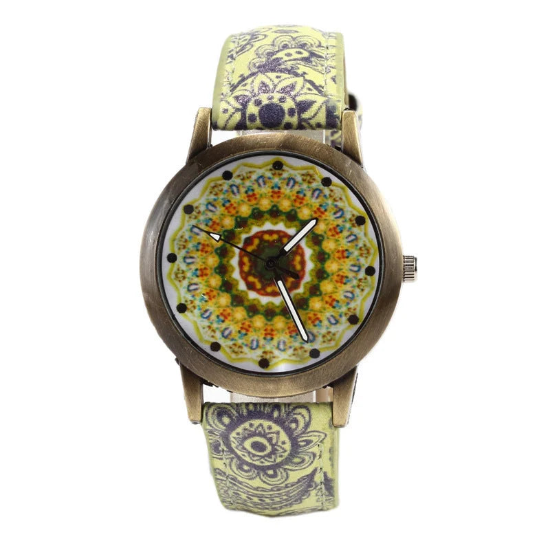 Creative Fashion Kaleidoscope Quartz Watch with PU strap and alloy case