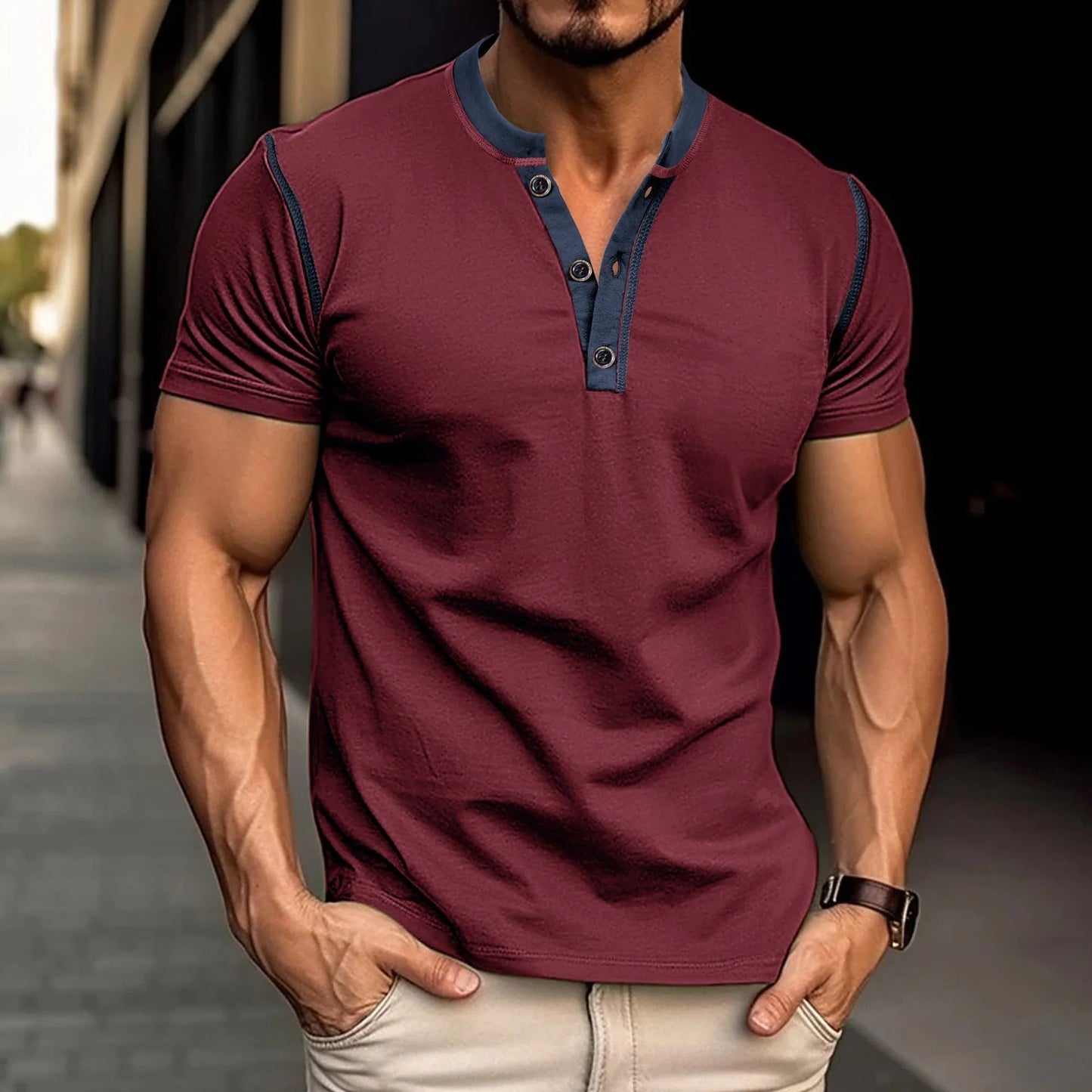 Men's summer V-neck polo shirt in various colours