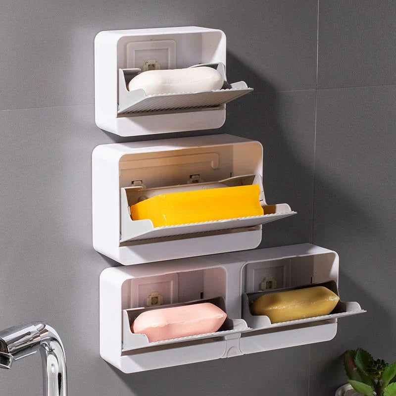 Wall-mounted bathroom storage organiser with shelves for storing toiletries, towels, and other bathroom essentials