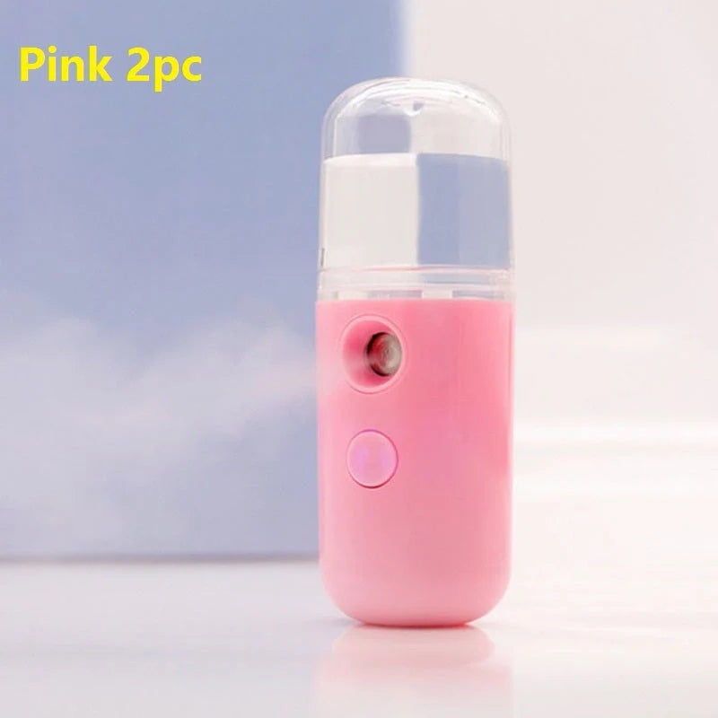 Compact portable nanospray humidifier for deep skin hydration in various colors