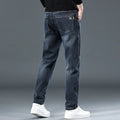 Men's slim straight casual trousers in blue gray with micro elasticity and pencil pant style