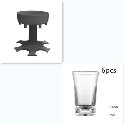 Premium 6-cup wine dispenser and funnel set with modern, sleek design and durable polypropylene construction