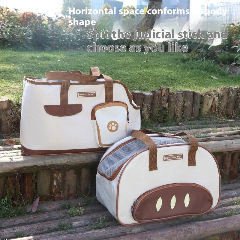 Folding dog diaper bag cat space capsule in breathable polyester, perfect for pet transport