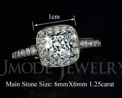 Real diamond ring 925 silver Korean edition white silver finish available in sizes 5 to 8