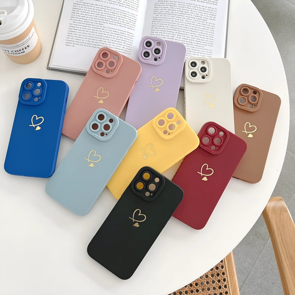 Soft love shockproof silicone phone case in beige for Apple iPhone 13 and 14 series with raised bumper edge
