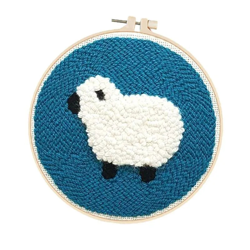 Poke embroidery handmade kit with white fabric and Chinese-style pattern