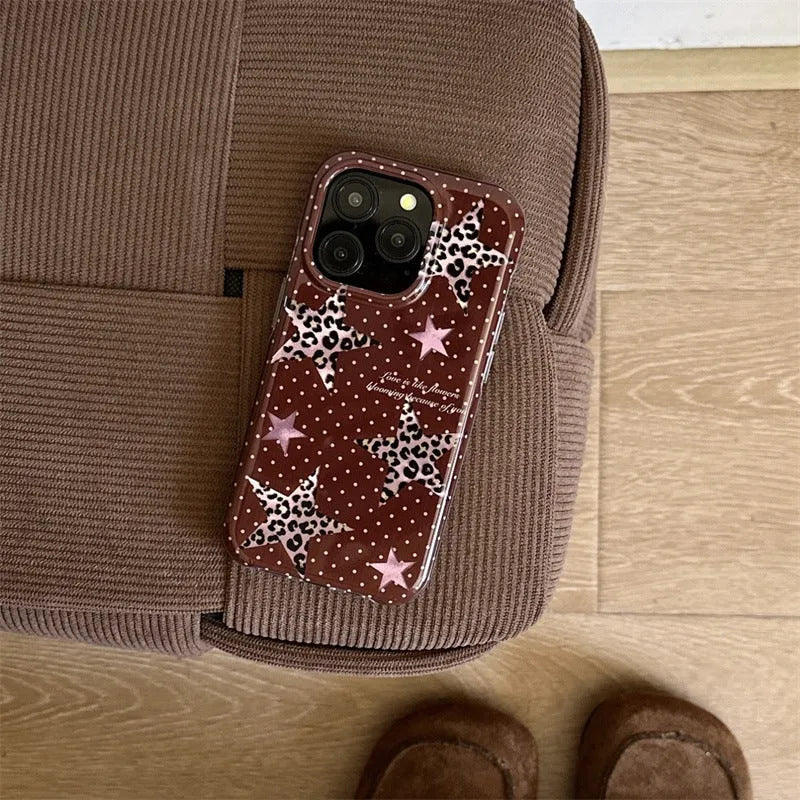 Double-layer half-pack TPU phone case with XINGX leopard print for iPhone
