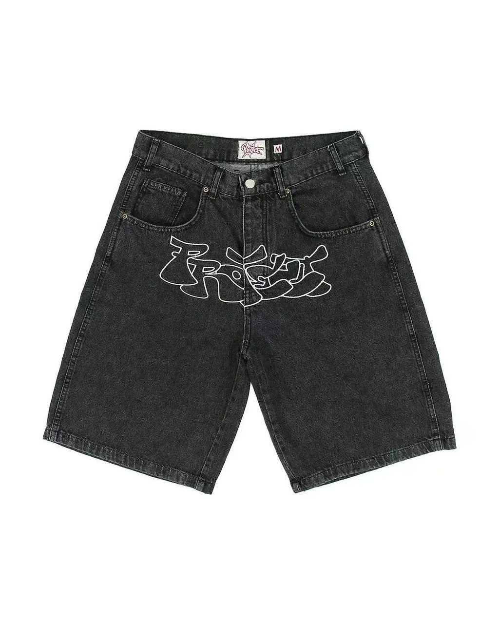 Men's straight-leg denim shorts in D36 colour for hip hop casual summer wear