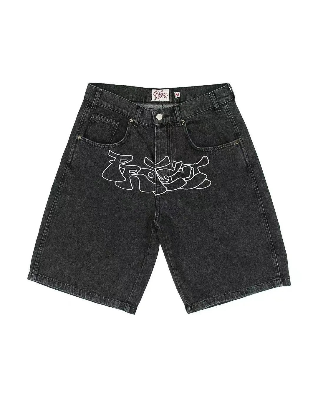 Men's straight-leg denim shorts in D36 colour for hip hop casual summer wear