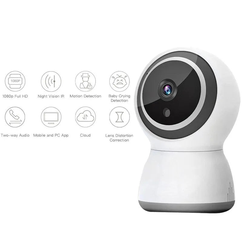 Tuya wireless security camera with pan/tilt, 1080P, infrared night vision, two-way audio