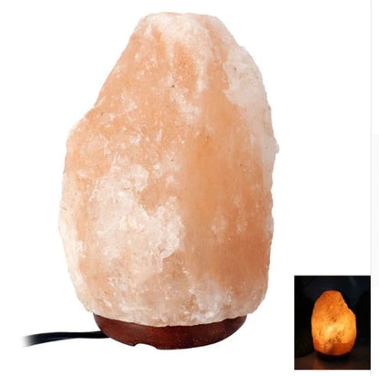 Natural rose salt lamp night light with rock salt shade, dimensions 10-11cm diameter, 16-18cm height