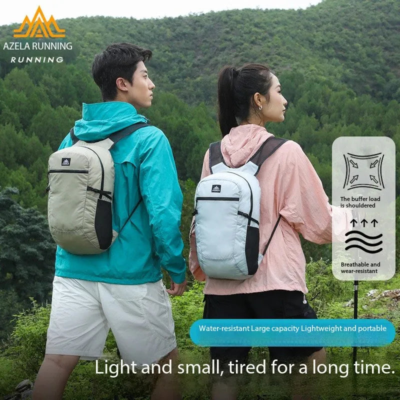 AZELA lightweight lime green backpack with multiple pockets and breathable mesh straps for outdoor travel