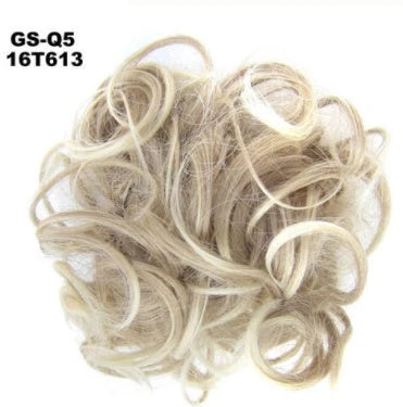 Synthetic wavy curly messy hair bun for women, 12cm diameter, high-temperature wire