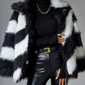 Faux fur coat with contrast lapel and fur collar in a 50cm length