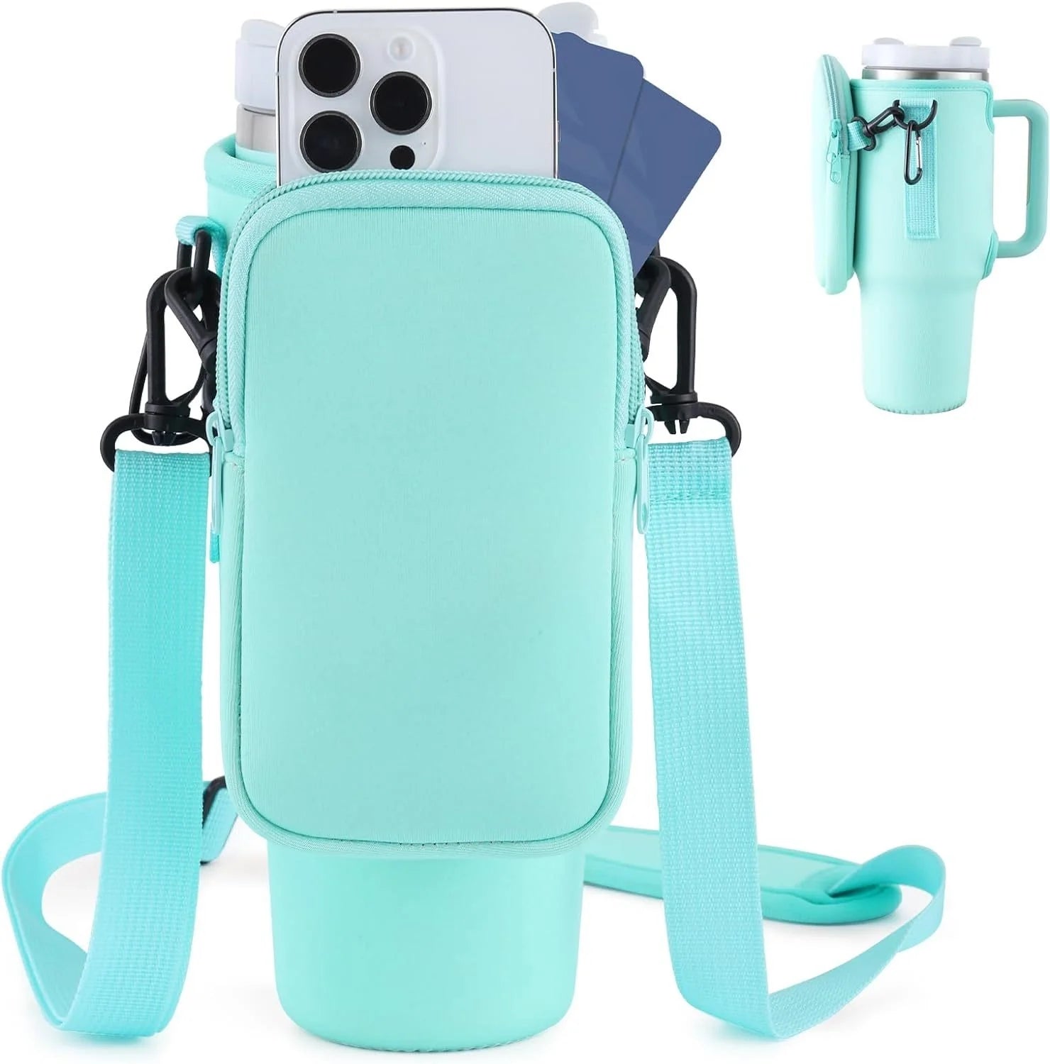 Slok Water Bottle Carrier Bag for 40oz tumblers with adjustable strap and front pockets