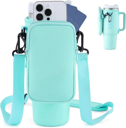 Slok Water Bottle Carrier Bag for 40oz tumblers with adjustable strap and front pockets