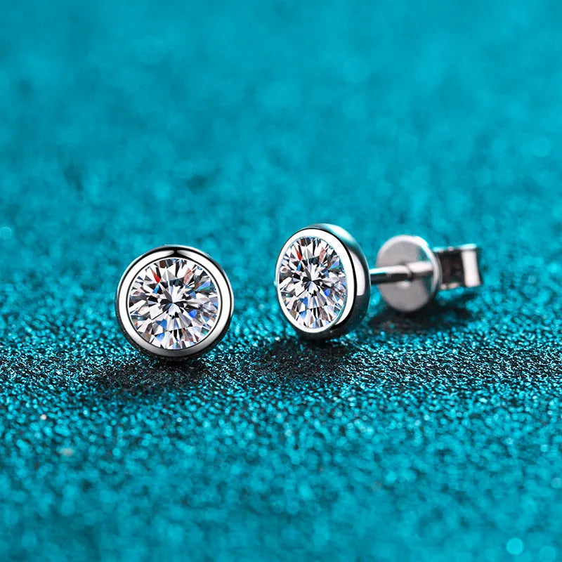 925 sterling silver Pt950 gold plated earrings with choice of moissanite or zircon stones