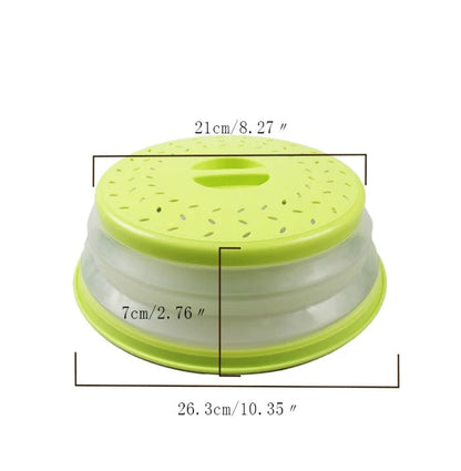 Foldable plastic microwave cover in assorted colours for splatter-free cooking