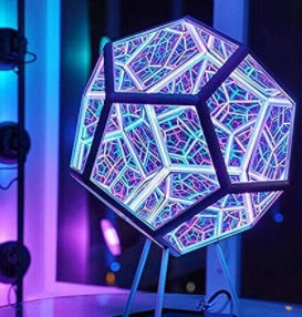 Geometric Dodecahedron Lamp with vibrant, colour-changing lighting capabilities