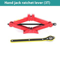 Red steel ratchet laboursaving scissor car jack with 2.5 tonne capacity and socket base