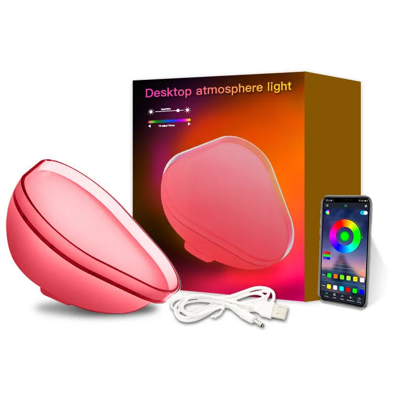 16-colour smart WiFi Bluetooth desk lamp with PVC shade, 155mm, RGBIC lighting on a bedside table