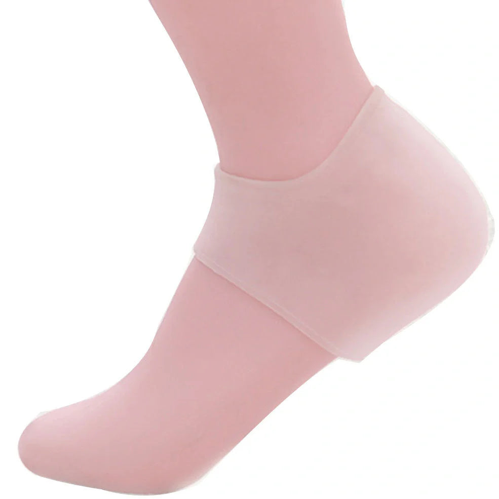 Perforated silicone heel protector in white, showing medical-grade material and breathable design