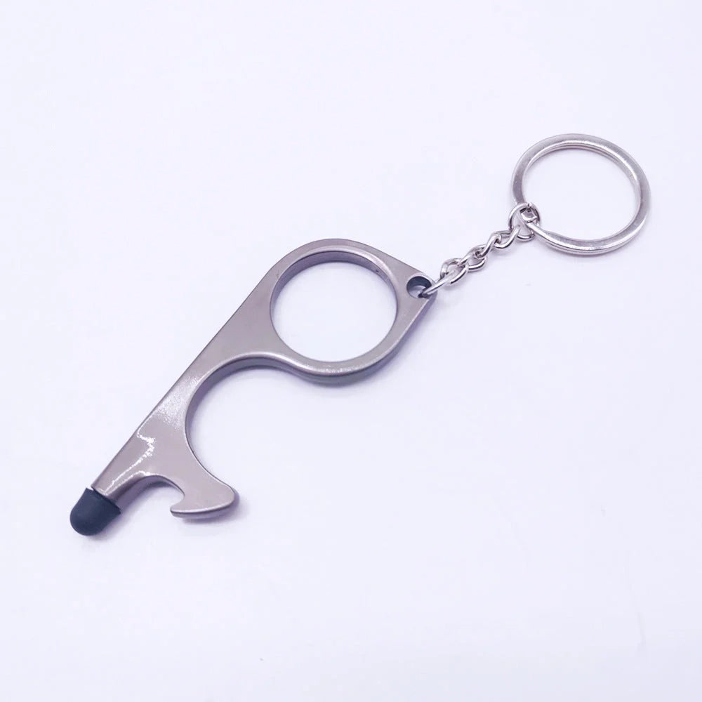 Alloy protective door opener keychain in various colours, 7.9cm in size