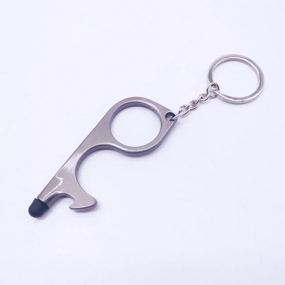 Alloy protective door opener keychain in various colours, 7.9cm in size