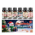 Christmas aromatherapy essential oil set with six 10ml bottles showing different festive scents