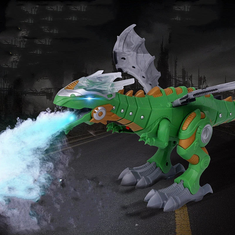Walking dragon toy with fire breathing and water spray features in vibrant colours