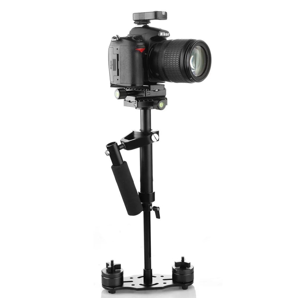 Black aluminium S40 and S60 handheld camera stabilisers with adjustable height and grip.