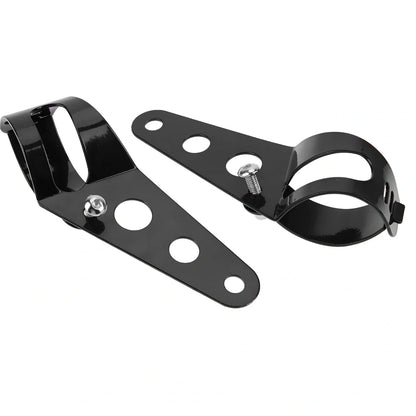 7-inch black ABS motorcycle headlight with yellow LED turn signals and adjustable brackets for cafe racer fit