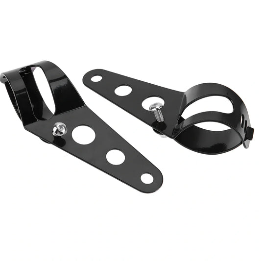 7-inch black ABS motorcycle headlight with yellow LED turn signals and adjustable brackets for cafe racer fit